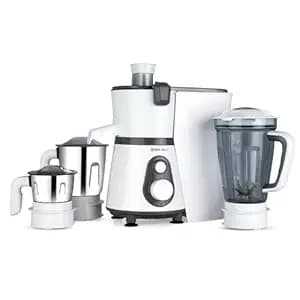 Bajaj Ninja Series PowerBlend 1000 Watts Juicer Mixer Grinder With 3 Jars | DuraCut® Blades | Metagrip™ Metal Coupler | 2 Yrs Warranty 【White & Grey】