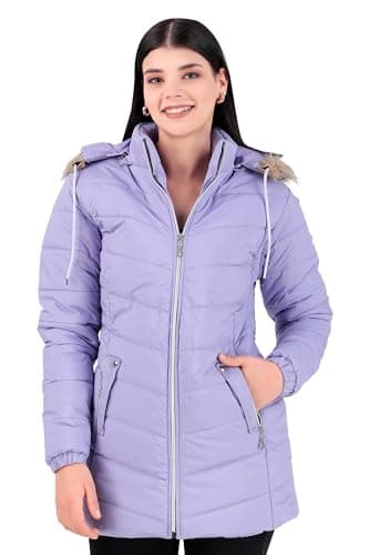 Brazo Latest Long Puffer Full Sleeve Winter Jacket For Women's (IN, Alpha, M, Levender), Purple