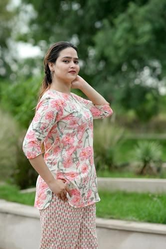 NIVAANI Cotton Night Suit Set for Women Comfortable Cotton Pajama Set for Ladies | Summer Night Dress (RAD Rose, 3XL) 4