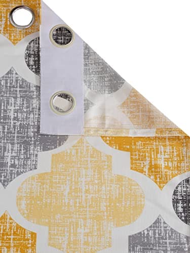 Home Sizzler 2 Pieces Moroccan Motif Eyelet Glace Cotton Door Curtains - 6 Feet, Yellow 5