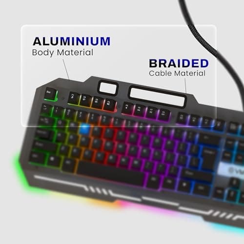 EVM EnClaw Gaming Keyboard & Optical Mouse Combo|RGB Backlit Keyboard, 19 Anti-Ghosting | 7200 DPI Mouse, 6 Buttons|Braided Cable, USB | High Performance – 1 Year Warranty (EVM-WDKM-612-B) Black 4