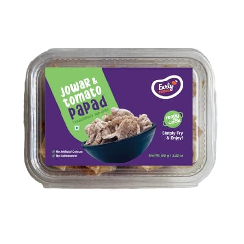 Early Foods - Jowar Tomato Papad | Sorghum Papad | Millet Crisps | No Artifical Flavours, No Preservatives Fryums 100g