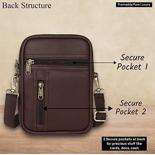 Pramadda Pure Luxury Seven Pocket Smart Leather Sling Bag for Man, Woman| Side Bag for men | Passport Bag for men travelling Crossbody | Mobile, Document Cash Bag | Birthday,Corporate Gift. 4