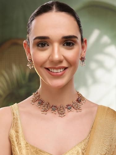 Shining Diva Fashion Necklace Jewellery Set for Women Traditional Latest Stylish Design Fancy Temple (rrsd17036s) 3