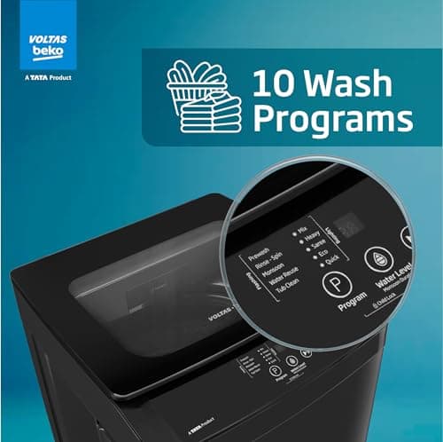 Voltas Beko, Top Load 7 Kg 5 Star Eco Wash/Monsoon Dry Fully-Automatic Washing Machine (WTL70, Water Reuse, Side Waterfall, Mansoon Dry, Dark Grey) 4