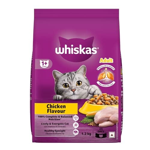 Whiskas Adult (1+ Years) Dry Cat Food, Chicken Flavour, 1.2 kg, Contains 41 Essential Nutrients, Complete & Balanced Nutrition for Adult Cats (Pack of 2) 4