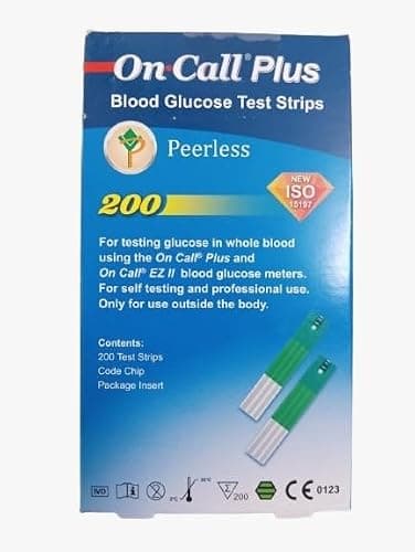 On Call Plus Blood Glucose Test Strips 200 Strips Ref : G133-119 Original Quality glucometer strip Oncallplus code 007