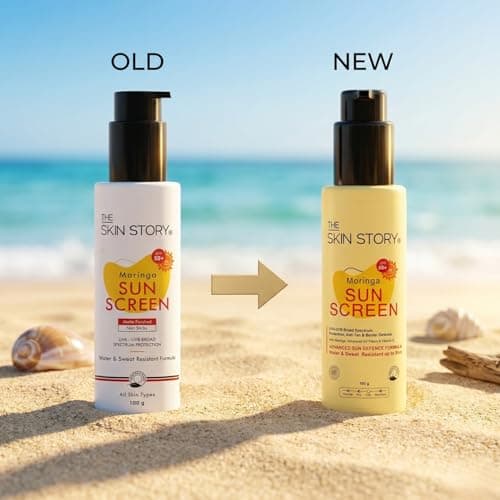 The Skin Story Moringa Sunscreen SPF 50 | Broad Spectrum UVA & UVB Protection | Anti-Aging Formula with Moringa Oil | Water & Sweat Resistant | Matte Finish | No White Cast | Suitable for All Skin Typ 2