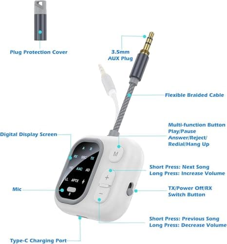 Airplane Bluetooth Adapter with AptX Low Latency, Supports 2 Headphones, WISTAR 3.5mm AUX Wireless Transmitter Receiver for TV, Car, Stereo, Gym 4