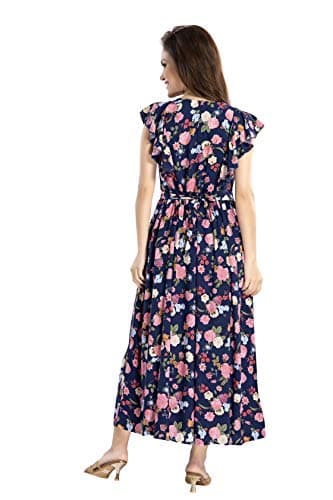 AV2 Rayon Women's Viscose Regular Fit Maternity Kurta | Nursing |Feeding | Breast Feeding Anarkali Dress with Zippers for Post Pregnancy(5074_Navy_M), Navy Blue 3