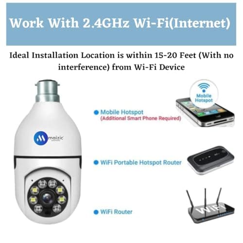 Maizic Smarthome 3 MP WiFi Camera Outdoor/Indoor with bidirectional Voice, Intelligent Alarm, Smart surviellance, Motion and Human Detection (Bulb Camera) (Indian Holder Competiable) (3mp) 4