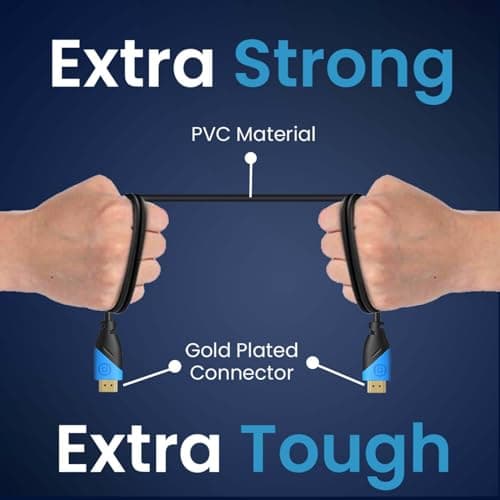 Portronics Konnect Sync 4K@60Hz HDMI to HDMI Cable (1.5M), Gold-Plated Connectors, Pure Copper Core, ARC/eARC Support, PVC Build, Compatible with Smart HDTV, Laptop, Monitor, Projector (Blue) 4
