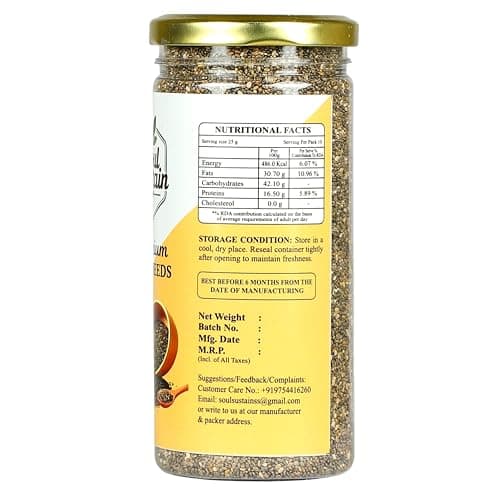 Chia Seeds Raw Superfood 250 GM – Omega‑3 ALA Rich, High Fiber Nutrition, Plant Protein Boost, Gut Health Support, Diet Friendly, Smoothies & Puddings, Baking & Meal Toppers, Seeds for Daily Use 2