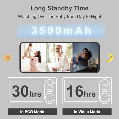 HelloBaby 4.3'' Video Baby Monitor with 30 Hours Battery, Remote Pan-Tilt-Zoom Baby Monitor No WiFi, Baby Monitor with Camera and Audio, Night Vision, ECO Mode, Two-way Talk, 8 Lullabies, 1000ft Range 3