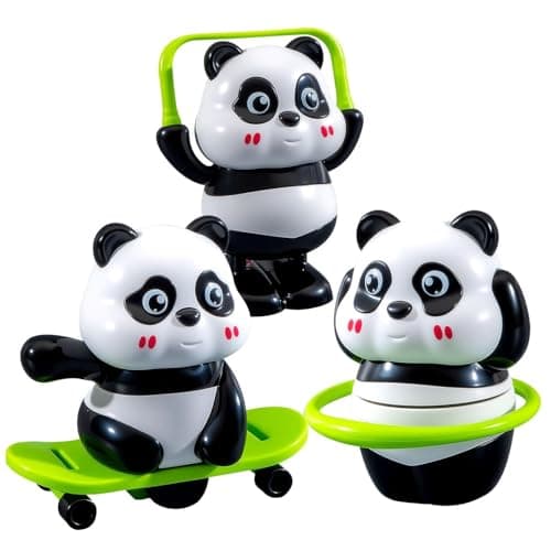 UGAMEDI Cute Panda Action Toy Set for Kids – Fun Rotating & Moving Panda Toys, Interactive Play Figures, Safe Educational Toy Gift for Boys & Girls Age 3+(3PCS Set)