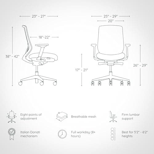 PELICANWORK Model 11 Ergonomic Chair with Headrest | Italian Donati Tilt, Breathable Mesh, Seat Depth, Lumbar & Tension Adjustment | Adjustable Armrests & WFH Chair | Ivory | Nylon | 7-Year Warranty 2