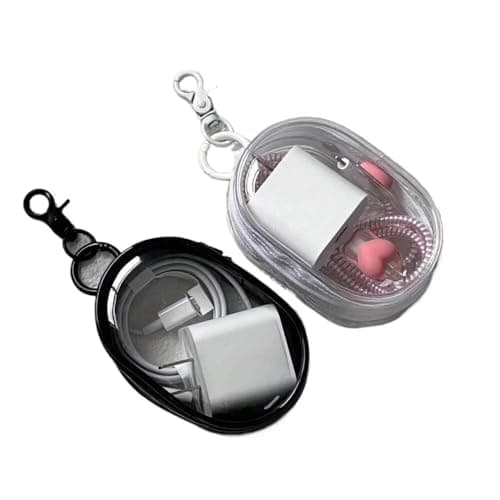 HENTJ Travel Cable Storage Pouch PVC Bag Compact Clear Organizer for Chargers, Earphones & Data Cables Portable Storage Solution for Travel, Transparent Data Cable Management