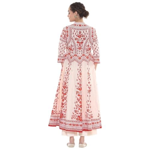 Biba Women's Rust-White Cotton Anarkali Kurta Sets_32 4