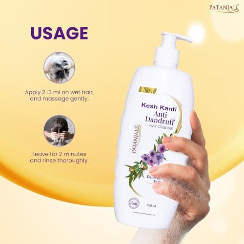 Patanjali Kesh Kanti Anti-Dandruff Hair Cleanser 650 Ml, Natural Shampoo For Dandruff & Hairfall, Scalp Cleansers for Men and Women, All Hair Types 2