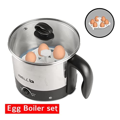 IBELL MPK12M Multipurpose Electric Kettle, 1.2L Capacity, 600W Power, Includes 2 Cooking Pots & Egg Boiler, Adjustable Temperature Control, Durable Stainless Steel Body (Silver) 4