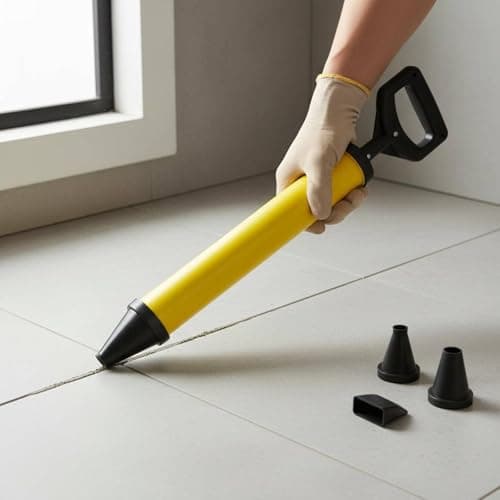 SNAPPSY Anti-Slip Handle Cement Mortar Filler Portable Stainless Steel Grout Interchangeable Nozzle Construction Tool Thickened Body for Masonry, Renovation, Abs Round Mouth 3