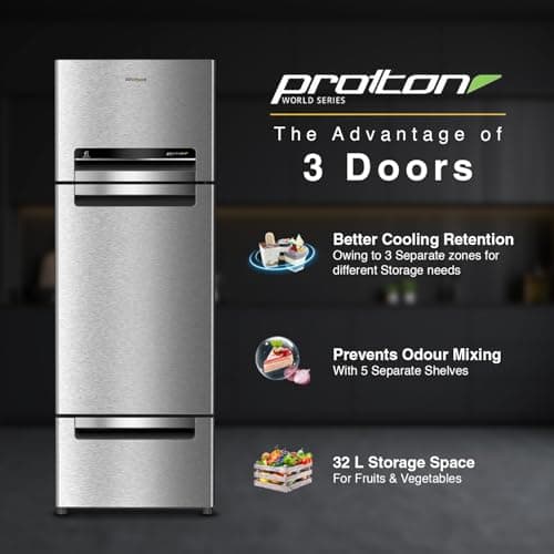 Whirlpool 300 L Frost Free Triple-Door Refrigerator(FP 343D Protton Roy, Alpha Steel) 6