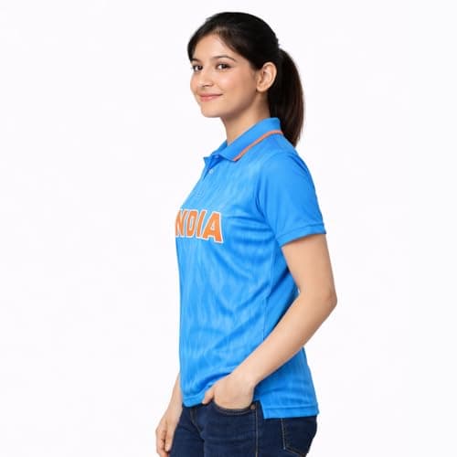Unirec | Harmanpreet Kaur 23 | India Cricket Fan Polo Jersey Tshirt for Men & Women | Lightweight Breathable Comfortable Sportswear | Indian Cricket Team Jersey | Sports Wear Blue T Shirt for Man - M 3