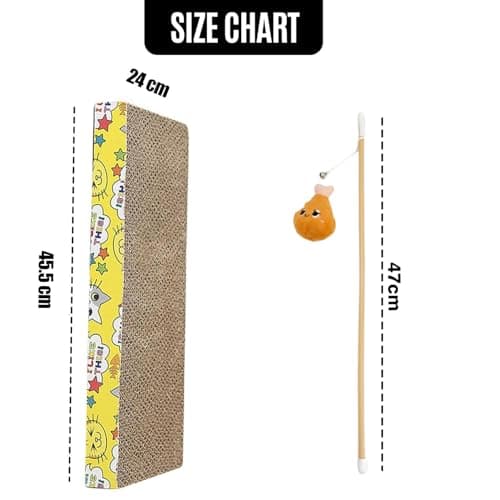 Emily Pets Cardboard Cat Scratcher and Cat Stick Combo, Catnip, Chew Interactive Toy for Cats and Kitten (Pack of 2,Color May Vary) 3