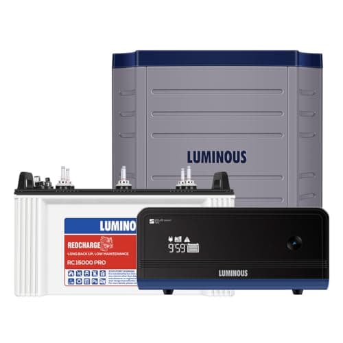 Luminous Inverter & Battery Combo with Trolley (Zelio+ 1100 Pure Sine Wave 900VA/12V Inverter, Red Charge RC 15000 PRO Short Tubular 120Ah Battery with Trolley) for Home, Office & Shops