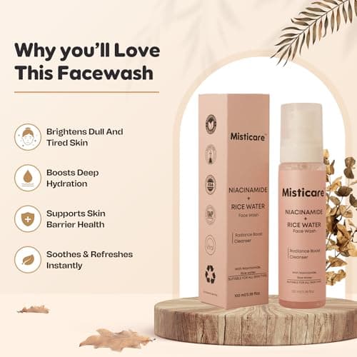 MistiCare Niacinamide + Rice Water Face Wash for Glass Skin | Brightening & Hydrating Face Cleanser | Supports Skin Barrier, Enhances Radiance & Refreshes Skin | Suitable for All Skin Types | Men & Wo 2