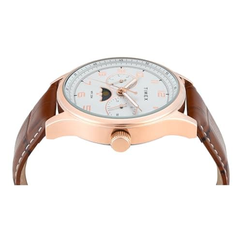 TIMEX Analog Watch for man with Grey Round Dial & Brown Leather Strap Band Water Resistant Men's Wrist Watches - TWEG19608 4