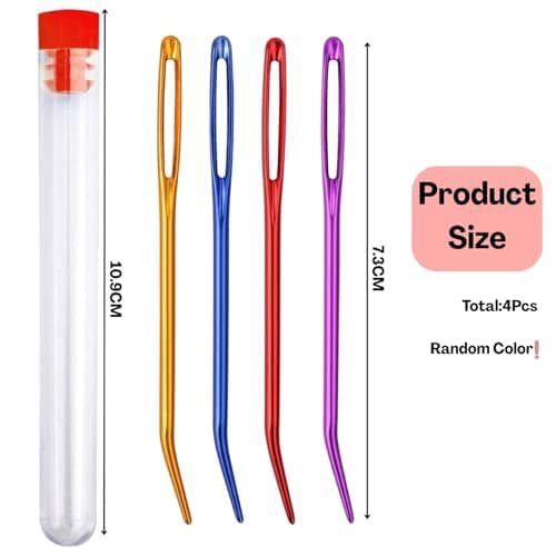 Flavizo 4-Piece Large Eye Darning Needles & Threader Set – Multi-Color Blunt Tapestry Yarn Needles with Storage Bottle for Crochet, Knitting Machine, I-Cord, Sewing & Repairs 2