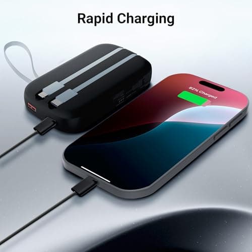 ZEBRONICS 10000 mAh Power Bank, Compact Design, 22.5W Fast Charging, Built-In (Type-C & Lightning Cable) Type-C Port, LED Percentage Indicator, For All Mobiles, Tablet, Earbuds, EnergiTank 10R2(Black) 4