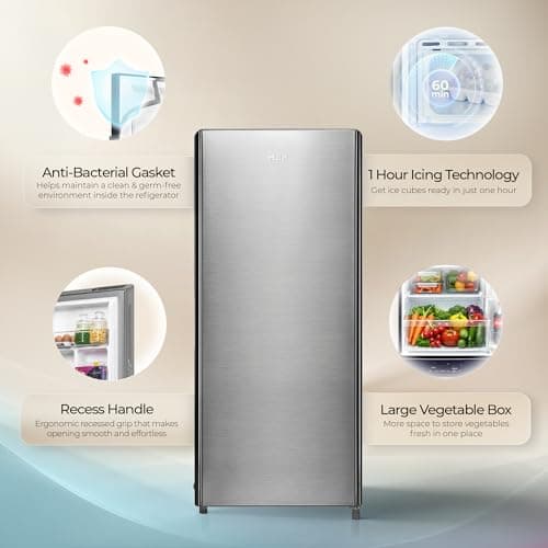 Haier 190L 3 Star Direct Cool Single Door Refrigerator | Toughened Glass Shelves | Fast Ice Making in Just 60 minutes | Large Veg Box| Easy Clean Back (HED-203TDSA-N, Brushline Silver) 2