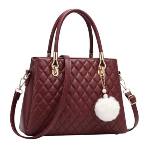 Women's Pu Leather Hand Shoulder Bag Hand Held bag with long Strap Queen Collection (Maroon HB12)