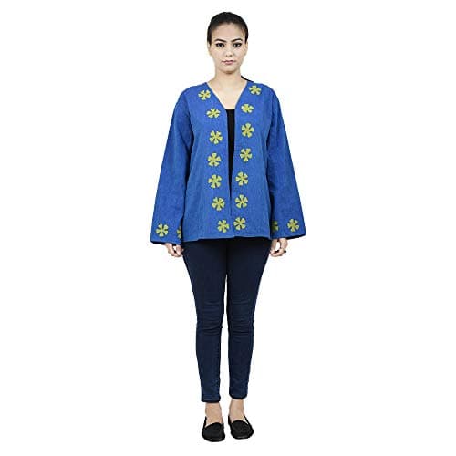 Tribes India Women's Cotton Straight Kurta (1STXWOMRJ05328_A_L_Blue_Large) 5