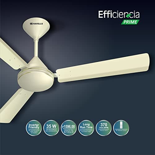 Havells 1200mm Efficiencia Prime BLDC Motor Ceiling Fan | 5 Star with Remote, 100% Copper | Upto 53% Energy Saving, High Air Delivery, 2 Year Warranty, Inverter Friendly, Timer | (Pack of 1, Bianco) 3