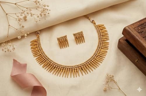 JFL - Jewellery for Less Traditional Modern 1g Gold Plated Divine Sun Rays Necklace Set with Earrings for Women and Girls,Valentine 2