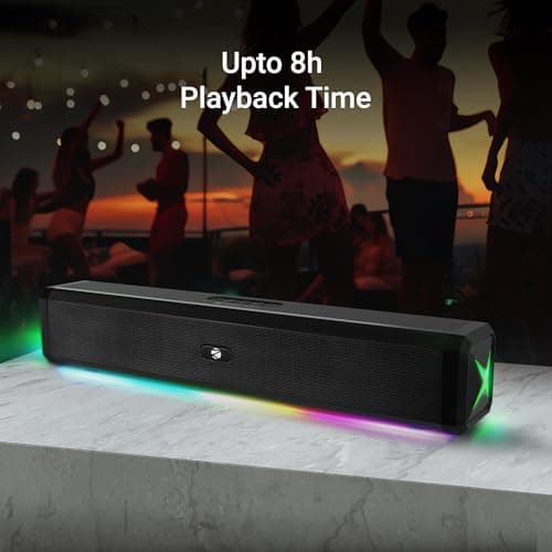 ZEBRONICS VITA BAR 150 Wireless Bluetooth Soundbar, 20W RMS, 2.0 Channel, Dual (52mm Driver & Passive Radiator), Upto 8 Hours Playback, Built in Battery, BTv5.3 | USB | mSD | AUX | | TWS, RGB LED 3