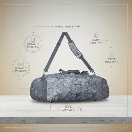 Wildcraft Duffle Bag, Large Capacity, Polyester Material, Multiple Compartments, Unisex Travel and Sports Bag (Sleek L_Camo_Grey) 5