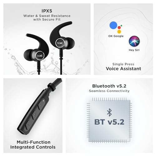 Boat Rockerz 235 Pro Wireless Bluetooth Neckband in Ear Earphone, Upto 20 hrs of Playtime, Beast Mode, Low Latency, IPX5 Water & Sweat Resistance, ENx Technology, Bluetooth v5.2(Active Black) 6