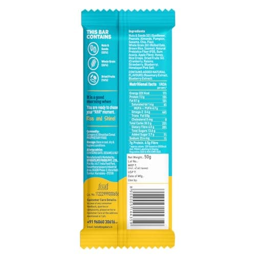 Yogabar Blueberry Pie Breakfast Protein Bar with Oats, Millets, Quinoa & Almond | 7g Protein & 6.5 g Fiber, 45g 2