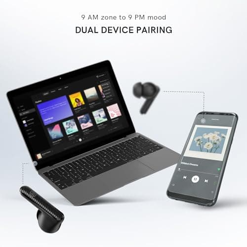 Noise Aura Buds in Ear Truly Wireless Earbuds with 60H of Playtime, Quad Mic with ENC, Dual Device Pairing, Instacharge(10 Min=150 Min),12Mm Polymer Composite Driver,BT V5.3(Aura Black) 3