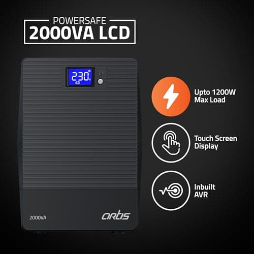 Artis Powersafe 2000VA LCD Line Interactive UPS for Personal/Gaming Computers, Desktop PCs, Laptops, Routers, Networking Devices and Gaming Consoles 2