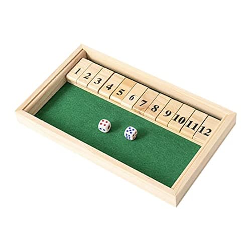FASHIONMYDAY Shut The Box Game - 12 Numbers Wooden Dice Game Game Family Traditional Game
