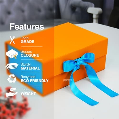 RBS® - Foldable Rigid Hamper Box (23 x 16 x 10cm) Empty Gift Boxes (1 Pack) Rectangular Gift Box Empty Multipurpose Decorative Folding Paper Gift Box Holds Upto 5 kg Diwali Box For Gift (Aqua Charm) 5