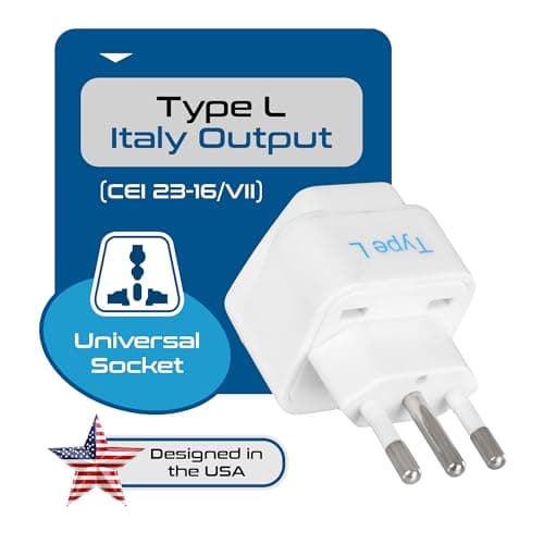 Ceptics India to Italy, Libya, Chile & More (Type L) Travel Adapter Plug - CE Certified - RoHS Compliant - 3 Pack (GP-12A-3PK) 3