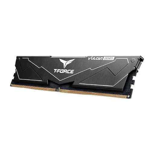 TeamGroup T-Force Vulcan 32GB 6000MHz (6000MT/s) CL38 Black DDR5 UDIMM Desktop Gaming Memory, Metal Heatsink, ECC, XMP 3.0/AMD Expo, Compatible with Intel/AMD CPU, High Performance, Low Latency RAM 2