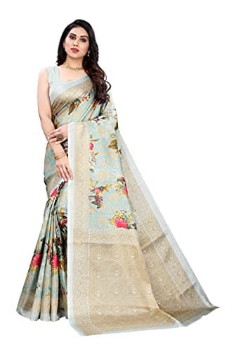Yashika Women's Art Silk Saree With Blouse Piece (Pudina Blue_Blue)