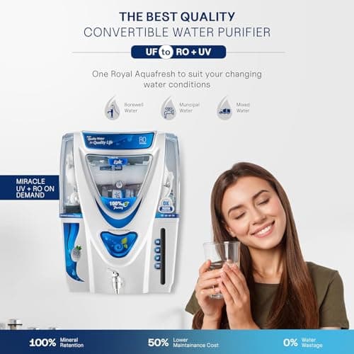 ROYAL AQUAFRESH BIS Certified Copper RO Water Purifier With 9 Stage Purification Filtration RO+UV+UF+TDS Adjuster Suitable For All Type Of Water Supply (Omega Fresh Epic) 5